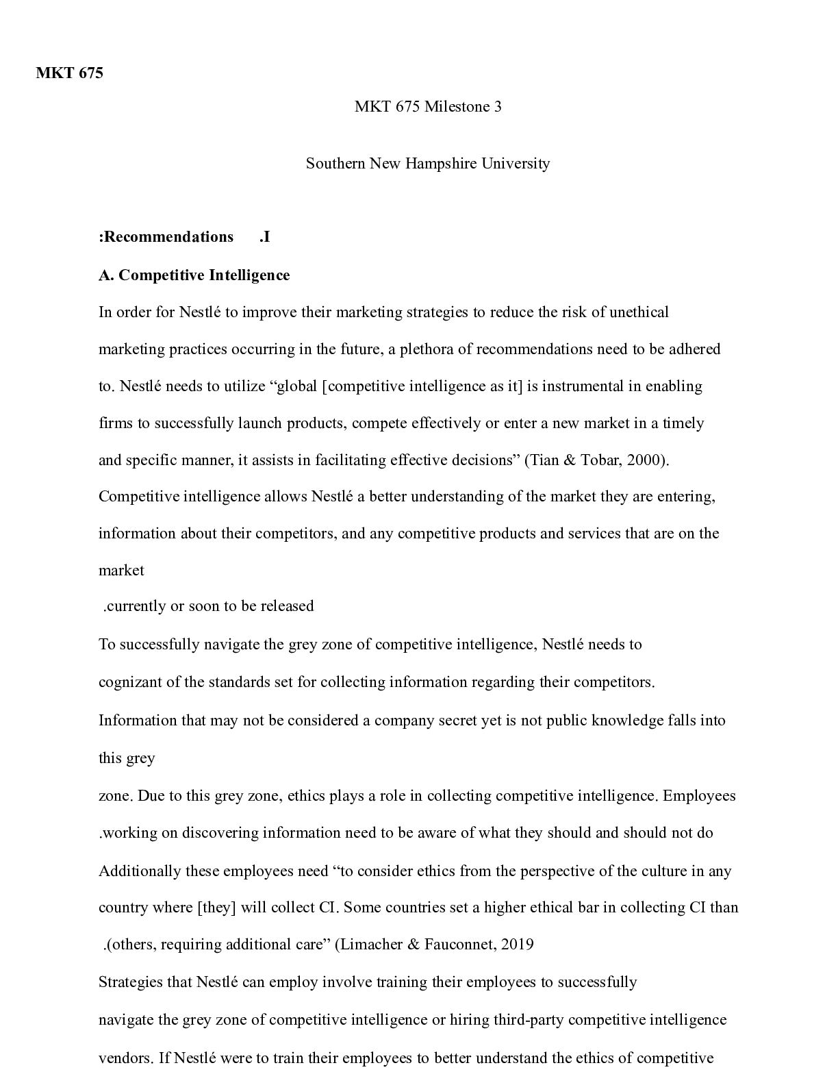 Preview image for MKT 675 Milestone Three.|  MKT 675  MKT 675 Milestone 3  Southern New Hampshire Univer